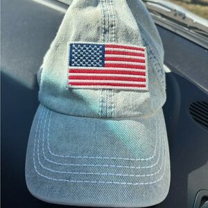 David and Young Blue Denim Cap with American Flag
